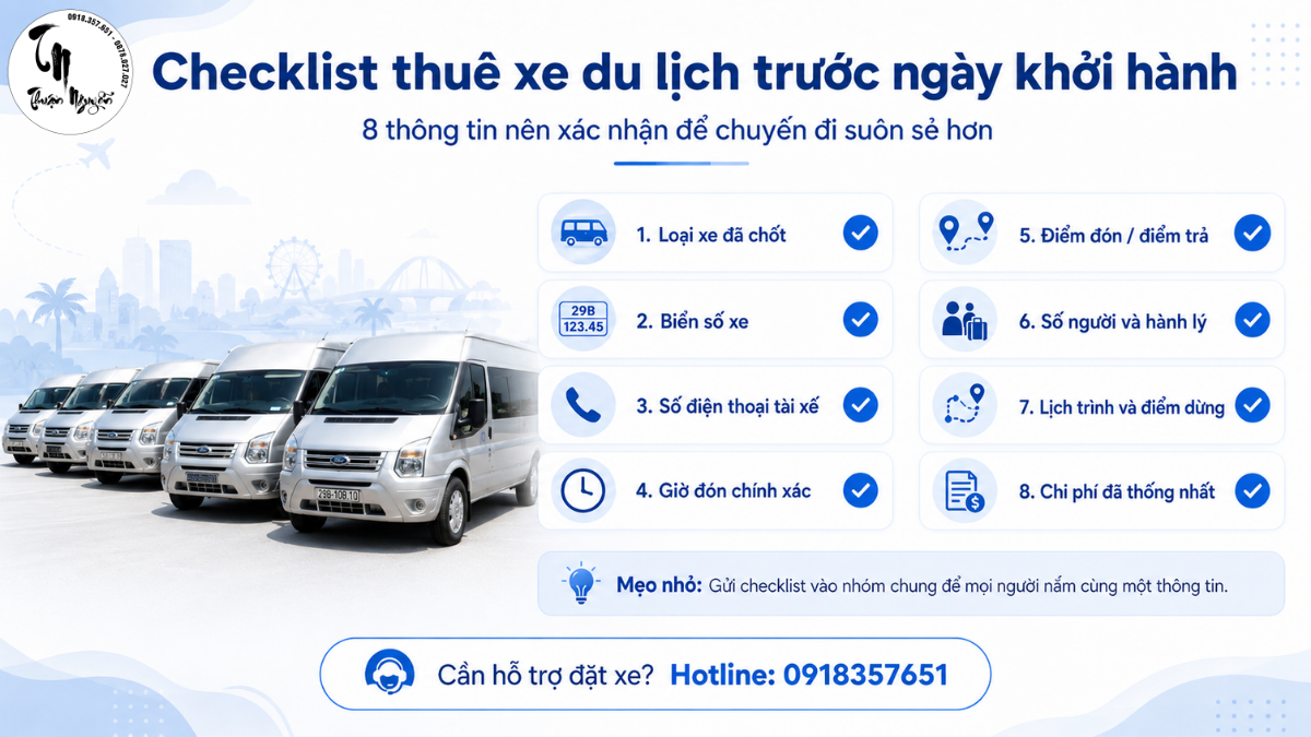 Checklist những thông tin cần kiểm tra khi thuê xe du lịch